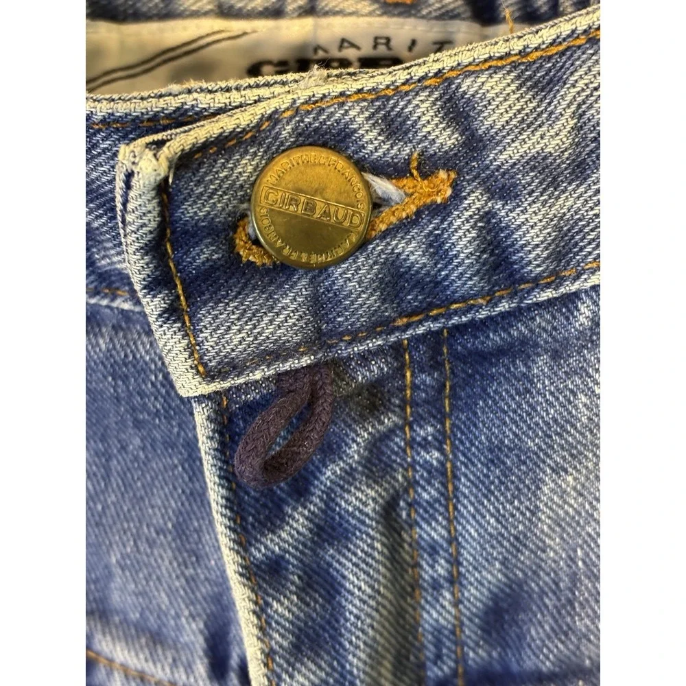 VTG 90's MARITHE FRANCOIS GIRBAUD Blue Denim Long Shorts 7/8 High Rise USA